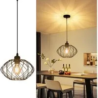 Nettlife Pendelleuchte Pendelleuchte Schwarz Rund Vintage E27, Höhenverstellbar, LED wechselbar, Küchenlampe Wohnzimmer Treppenhaus Flur