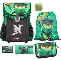 LEGO® Bags Schulranzen Lego Ninjago Einschulungs-Set "Easy" mit gefüllter Federmappe (Set, 6-tlg., Grundset mit Federmappe, Schlamper Turn- und Geldbeutel), ab der 1. Klasse, Ultra-Leicht, 16L Volumen, wasserabweisend