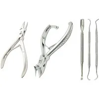 SMI Nagelzange Eckenzange Kopfschneider Fußpflege Set Nagelhautschieber Eckenheber, 5-tlg., 5 tlg, Gebogen fußnagelzange Nagelheber Edelstahl