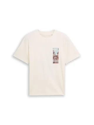 Denim Tom Tailor - T-Shirt mit Fotoprint wool white - Gr. - XXL