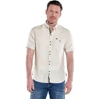 Engbers Kurzarmhemd Herren Kurzarm-Hemd mit Leinenanteil, Beige