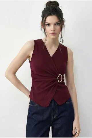 Accessoire Detaillierte V-Ausschnitt Wickeloberteil