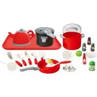 Kochtopf Spiel-Set 28-teilig, bestehend aus Wasserkessel, Schnellkochtopf, Topf, Pfanne und Kochutensilien, Topf-Set