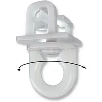 dekondo Ösengleiter Gardinengleiter Klick Fix mit geschlossener, drehbarer Öse, (100-St), für Gardinenschienen und -Stangen mit einer Laufnut von 6 - 6,5 mm