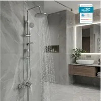 Grohe Duscharmatur BauEdge Mischbatterie Set mit Aloni Handbrause und Regendusche Chrom (Spar-Set) Chrom Duschset mit 1,5m Schlauch & Seifenhalter, mit Regendusche
