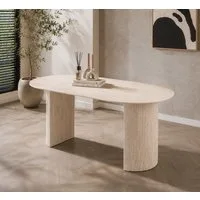 LEVEN Lifestyle Esstisch Esszimmertisch FLORENZO Eleganz in Travertin-Optik 180 cm oval, hochwertige Keramik-Tischplatte im Travertin Look