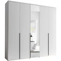 freiraum Drehtürenschrank Kevo mit Spiegel, 3 Böden, 3 Stangen, Weiß Dekor - 225x225x52cm (BxHxT)
