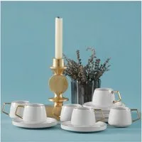 Karaca Kaffeeservice Saturn Türkische Kaffeetasse mit Untertasse Set 6 Personen Gold, 6 Personen