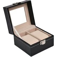 Sinoba Uhrenbox Uhrenkoffer Uhrenbox für Uhrensammlung in Leder-Optik Echtglas-Fenster