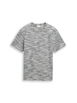 Tom Tailor - Piqué T-Shirt in Melange-Optik white green spacedye pique - Gr. - XL