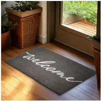 BRUBAKER Fußmatte 45 x 75 cm Schmutzfangmatte - Fußabtreter Wetterfest und Rutschfest, Rechteckig, Höhe: 16 mm, Antirutsch Türmatte aus 100% Kokos für Außen und Innen - Grau