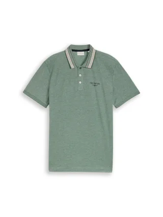 Tom Tailor - Piqué Poloshirt mit Logo-Print garden green - Gr. - XXL