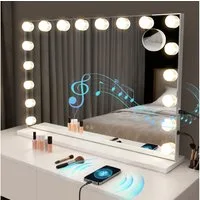 ZMH Schminkspiegel mit LED-Beleuchtung 80cm und Bluetooth weiß 18 LED Großer (1*Schminkspiegel mit Beleuchtung), Schminktischspiegel Licht Musik Vanity Mirror 3 Modi