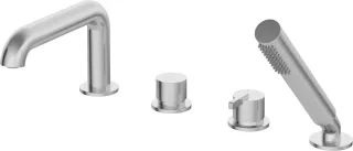 Neuesbad Serie 600 4-Loch Wannenarmatur mit Brauseset, Oberfläche: edelstahl gebürstet NB1BQS_F14M1