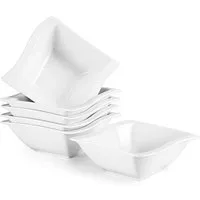 MALACASA Schale 6tlg Schale Set FLORA für 6, Weiß Porzellan Müslischale, (6-tlg)
