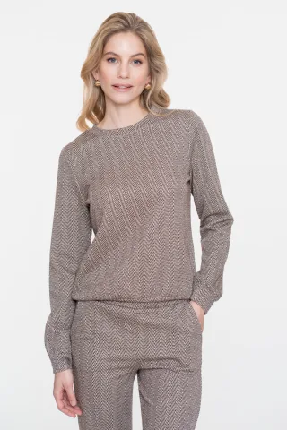 Geisha Fashion Women - Top jacquard brown/gold - Gr. - S