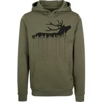 Baddery Kapuzenpullover Jäger Hoodie: "Waldhirsch" - Geschenk für Jäger, hochwertiger Siebdruck, auch Übergrößen