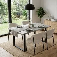 Jiexi Essgruppe Tisch-und Stuhlset, Ausziehbarer Esstisch (130–170 cm) mit 4-6 Stühlen