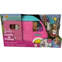 Barbie Stehpuppe Mattel Barbie Club Chelsea Puppe mit 2 in 1 Camper mit Pool, Wohnmobil
