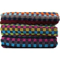 KH-Haushaltshandel Handtuch Frottier Grubentuch, 50x90 cm, Multicolor kariert, Handtuch, Baumwolle, Frottier (3-St), 3er Packung, robustes Zwirn Frottee