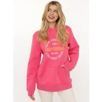 Zwillingsherz Hoodie "Good Vibes" gestickter Schriftzug, Kapuze, Langarm, Kängurutasche, Kordelzug