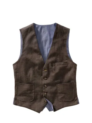 Mey & Edlich Herren Pfeif-drauf-Weste Braun 100 % Leinen