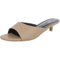 Ital-Design Damen Mules mit Blockabsatz und offener Spitze Pantolette (91849325) Pfennig-/Stilettoabsatz Pantoletten in Hellbraun