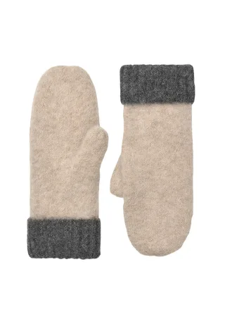 samsøe & samsøe - Woll-Fäustlinge beige/grün - Gr. - M