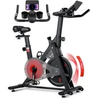 TLGREEN Heimtrainer Fahrrad Magnetwiderstand,Leises Hometrainer Fahrrad mit Pulsmessung, (LCD-Monitor, Verstellbarer Lenker und Sattel), Spinning-Bike, Indoor Fitnessbike für Zuhause, Bis 120kg