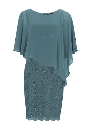 SWING - Cocktailkleid aus Material-Mix faded blue - Gr. - 40