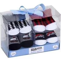 BRUBAKER Socken Babysocken für Jungen und Mädchen 0-12 Monate (4-Paar, Baumwollsocken im Piraten Design) Baby Geschenkset für Neugeborene in Geschenkverpackung mit Schleife