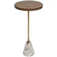 Atmosphera Créateur d'intérieur Beistelltisch Kaffeetisch Marmor und Holz, Ø 35,5 cm (funktional), keine