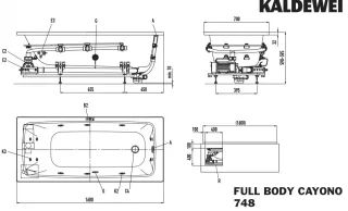 Kaldewei Badewanne CAYONO Mod.748 FULL BODY, 1600 x 700, alpinweiß,PEFF,re,Sicht. weiß 274860253001