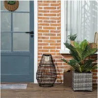 Outsunny LED Solarleuchte Automatische LED Gartenlampe, Solarbetrieben, energiesparend, LED, Weiß, Stahl, Schwarz Ø34 x 56 cm