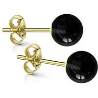 Firetti Paar Ohrstecker Schmuck Geschenk Gold Ohrstecker Kugel, Made in Germany - mit Malachit, Onyx oder Rosenquarz