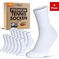 sockenkauf24 Tennissocken Herren Sportsocken Premium Retro Crew Socken mit Komfortbund (6-Paar) verstärkte Ferse & Fußspitze, gepolsterte Sohle, gekämmte Baumwolle