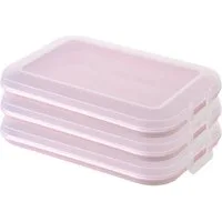 Engelland Frischhaltedose Aufschnittdosen für den Kühlschrank, Aufschnittboxen, PP-Kunststoff, BPA-frei, (Vorteils-Set, 3-tlg., mit transparentem Deckel), stapelbar, platzsparend, Ordnung im Kühlschrank, Organizer, Stapelbox