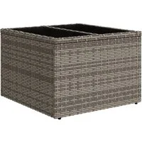 vidaXL Gartentisch, Outdoor Tisch mit Glasplatte Grau 55x55x37 cm Poly Rattan