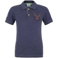 Isar-Trachten Trachtenhemd Trachtenshirt Kind - HIRSCHKOPF - grau, jeansblau