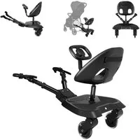 Kikkaboo Kinderwagenaufsatz Kinderwagen Trittbrett Ally, mit Sitz universal, 2-Punkt-Gurt, Lenkrad