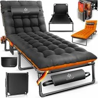KESSER Campingliege Campingbett Campingliege Angelliege Karpfenliege klappbar (mit Tragetasche, Getränkehalter & Nackenkissen bis 250 kg belastbar) 190 x 68 x 30 cm strapazierfähiges Oxford-Gewebe stabiles Stahlgerüst