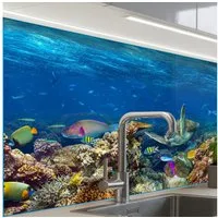 KitchenYeah Küchenrückwand Muster selbstklebend (keine Folie) Unterwasserlandschaft - Fisch - Sch, (1-tlg), Spritzschutz, Küche, Rückwand, Küchenwand, Küchenfront, 30x20 cm