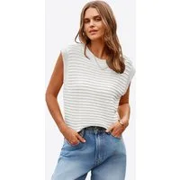 Imily Bela Strickweste Damen Strickweste mit Rundhalsausschnitt (Packung, 1-tlg., 1per-Pack) Gestreiftes Stricken