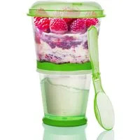 Goods+Gadgets Aufbewahrungsbecher GOODS+GADGETS Müsli To-Go Becher 2in1 mit Kühlfach & Klapp-Löffel, (Milchkühlfach & Klapp-Löffel), Joghurt 2-Go Reise-Becher