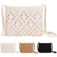 Zaewry Strandtasche Strohtasche Damen Stroh Umhängetasche Vintage Strandtasche mit Quaste (Strand Stroh Handtasche Boho Crossbody Tasche), für Damenreisen und Urlaub