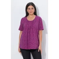 Ulla Popken T-Shirt T-Shirt A-Linie Zierfalten Rundhals Halbarm