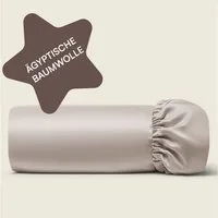 Amqua Spannbettlaken, Premium Mako Satin Spanntuch, 100% ägyptische Baumwolle, Gummizug: rundum, weiche & atmungsaktive Bettlaken / Laken für Matratzen bis 30cm