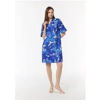 comma Minikleid Kleid Baumwoll-Kleid mit Hemdkragen und All-over-Print