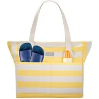 LARKSON Strandtasche Linn Strandtasche mit Reißverschluss (1-tlg), Große Beach Bag für Strand und Urlaub, Wasserabweisend