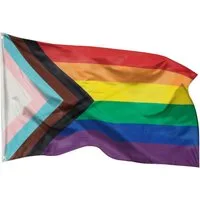 PHENO FLAGS Flagge Progress Flagge Pride Regenbogen Fahne Lgbtq Progressfahne (Hissflagge für Fahnenmast), Inkl. 2 Messing Ösen